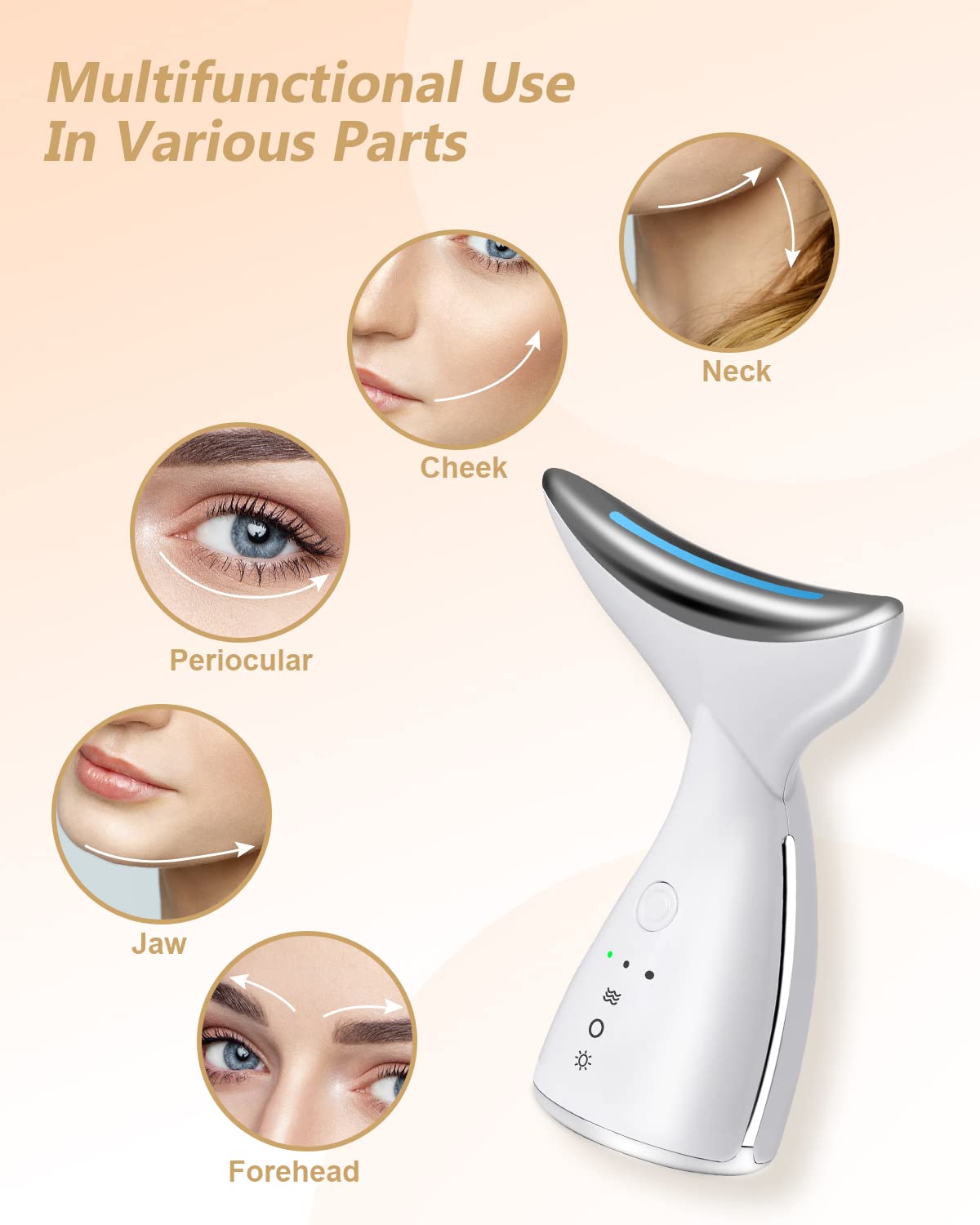 Face Massager for Skin Care Face Neck Beauty Device Neck Lifting Massager 45℃ Skin Tighten (White)